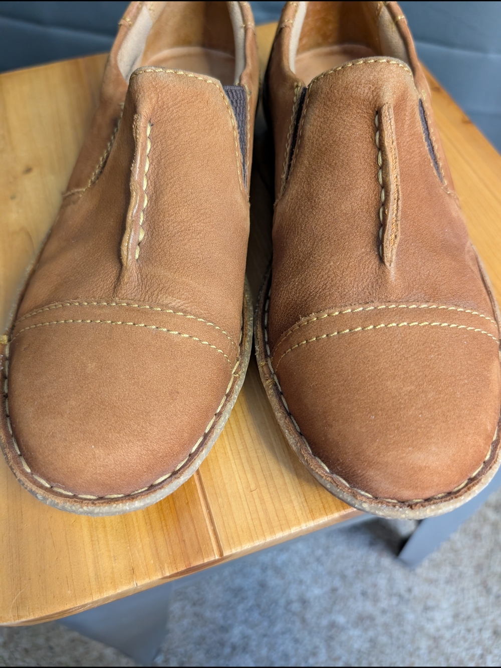 Born Nampa Brown Leather Slip On Loafers Wms Size EU 36.5 - Picture 2 of 8